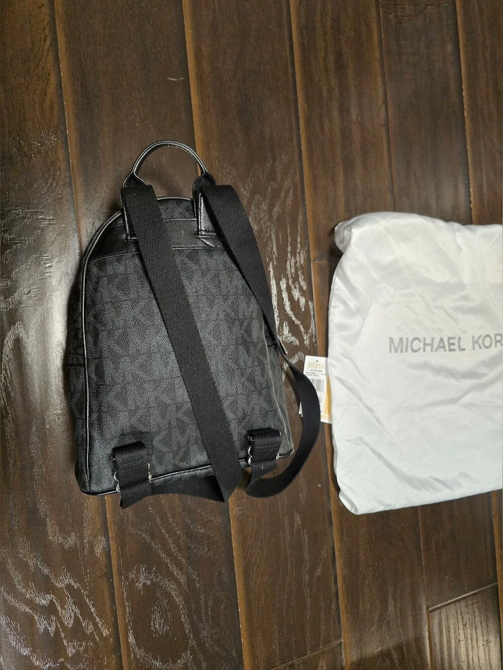 Michael Kors Signature Monogram Backpack with Dust Bag and tags black purse bag